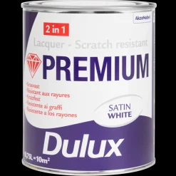 Verf-Dulux Premium acryllak satin white Wit 0.75 liter | Action NL