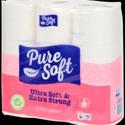 Toilet- & Keukenpapier-Pure Soft toiletpapier Ultra Soft & Extra Strong 9 Stuks | Action NL